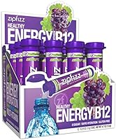 Zipfizz Energy Drink Mix, Electrolyte Hydration Powder with B12 and Multi Vitamin, Grape (12 Pack)